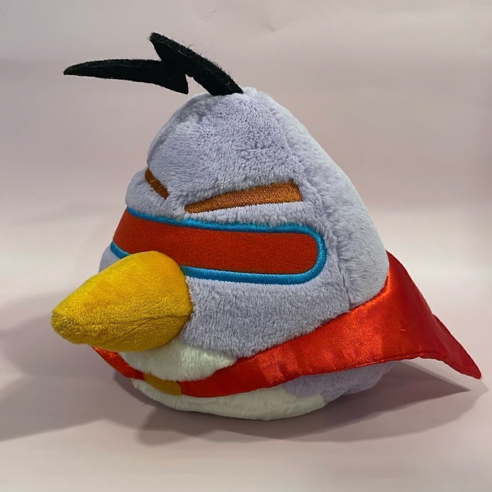 Angry Birds Space Purple Chuck Lazer Bird With Red Cape Plush 8” tall Excellent… - Picture 1 of 7